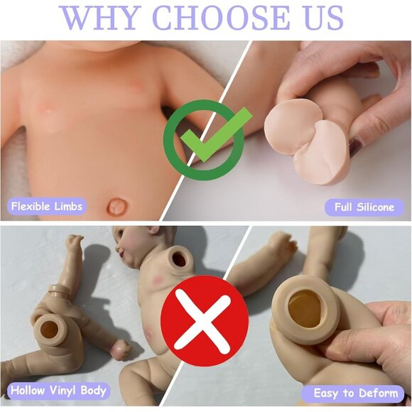 20 Inch Full Silicone Reborn Baby Dolls Non Vinyl  Ivory Realistic Dolls Girl - Picture 7 of 8